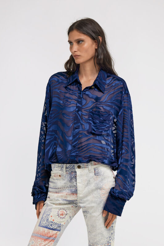 RC Sheer zebra shirt Blue TKT703-FC001