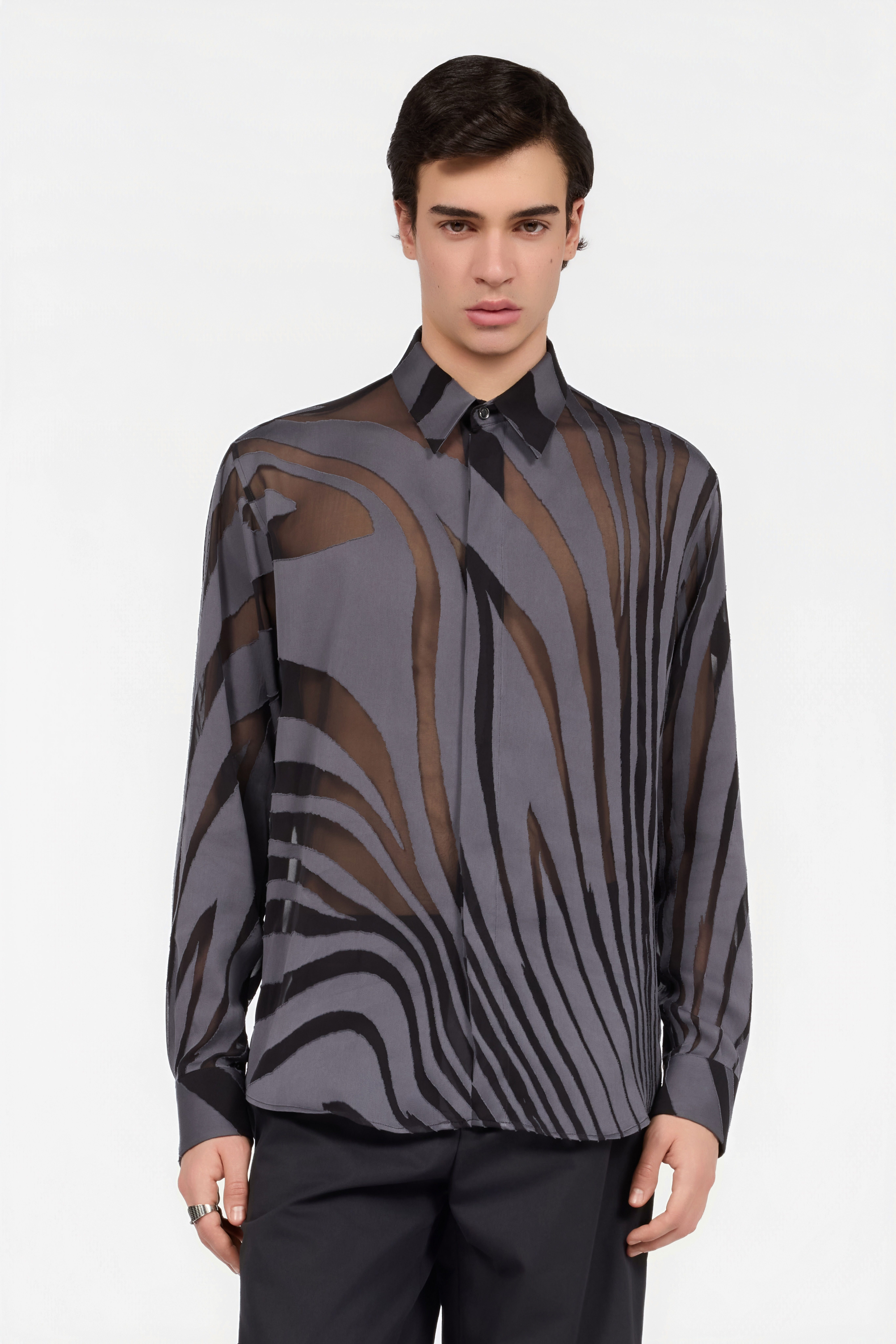 RC Camisa Con Estampado Ray Devoré RC Camisa Con Estampado Ray Devoré BLACK XNT712-CHT26