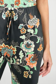 RC Pantalones De Seda Con Estampado Kimono GREEN/BLACK XQT201-RYT25