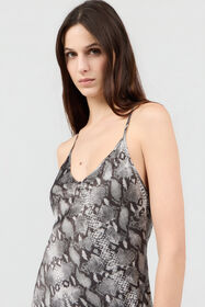 RC Python Print Silk Midi Slip Dress PYTHON DARK GREY SOT10F-SE005
