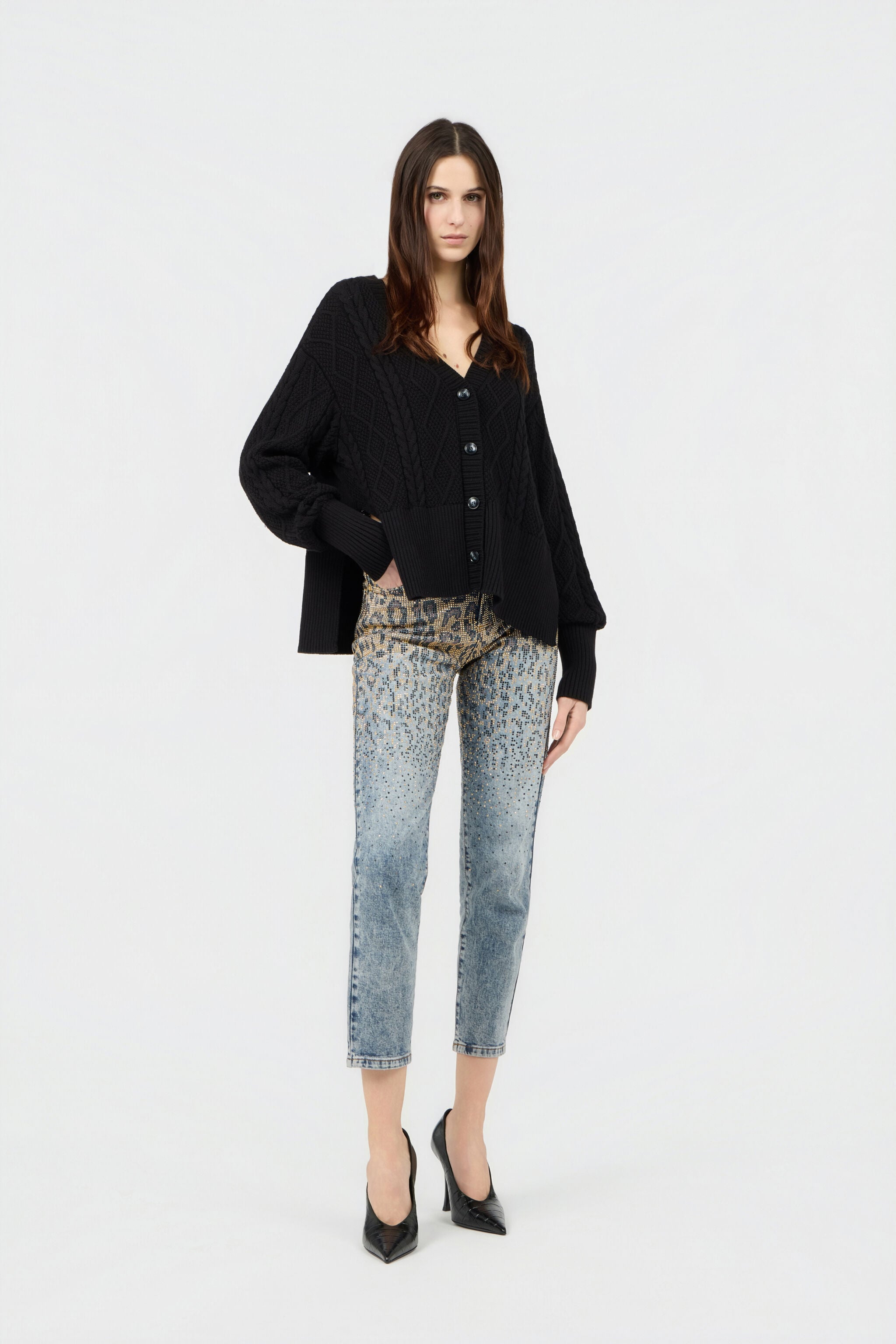 RC Black Cable-Knit Cardigan RC Black Cable-Knit Cardigan BLACK SOM60C-MG001