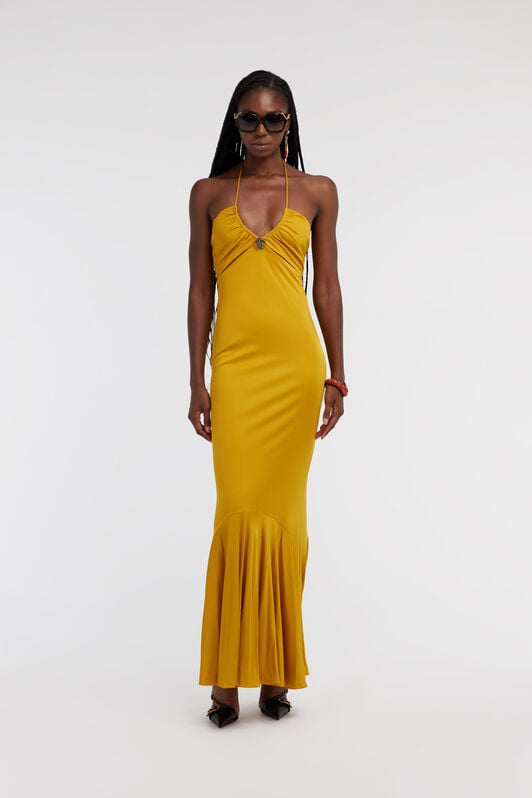 RC Vestido Maxi Amarillo Mostaza Con Flecos RC Vestido Maxi Amarillo Mostaza Con Flecos Amarillo SKT125-JJ036