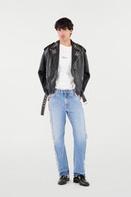 RC Leather Biker Jacket With Studs And Stones Black VRP874-PM040