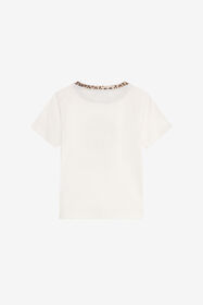 JU Logo-T-Shirt mit Leopardensaum IVORY XJT60S-JD003