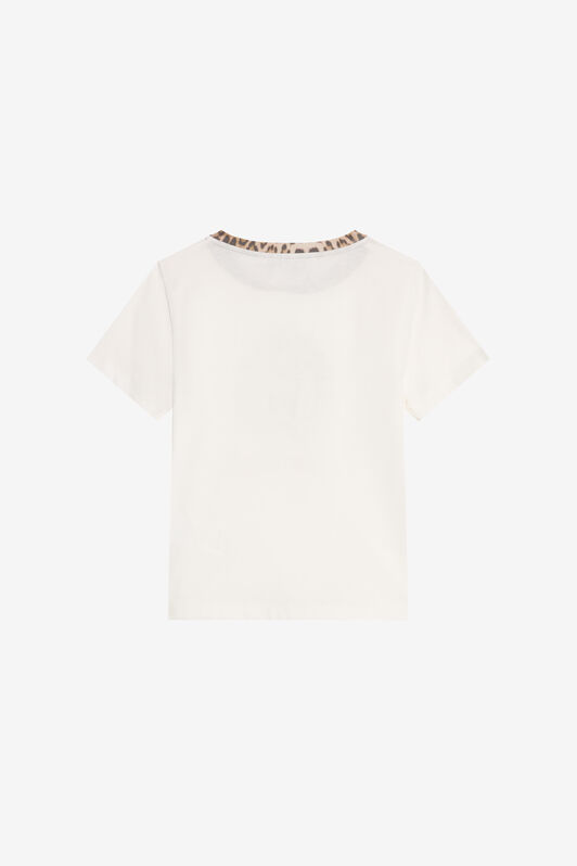JU Logo-T-Shirt mit Leopardensaum IVORY XJT60S-JD003