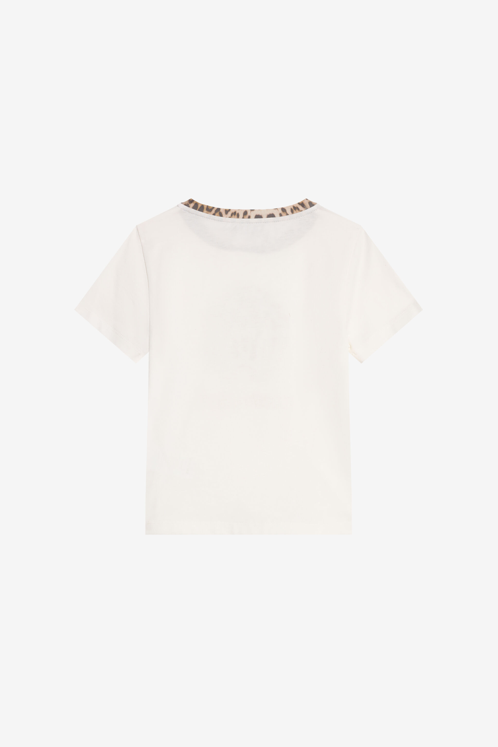 JU Logo-T-Shirt mit Leopardensaum IVORY XJT60S-JD003