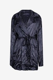 RC Jacke mit Crinkle-Effekt und Gürtel Dunkelblau UWT400-TO009