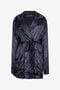 RC Veste à Effet Crinkle avec Ceinture Bleu foncé UWT400-TO009