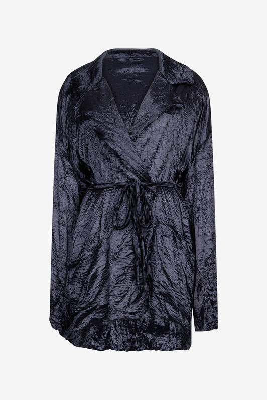 RC Crinkle Effect Belted Jacket RC Crinkle Effect Belted Jacket Dark blue UWT400-TO009