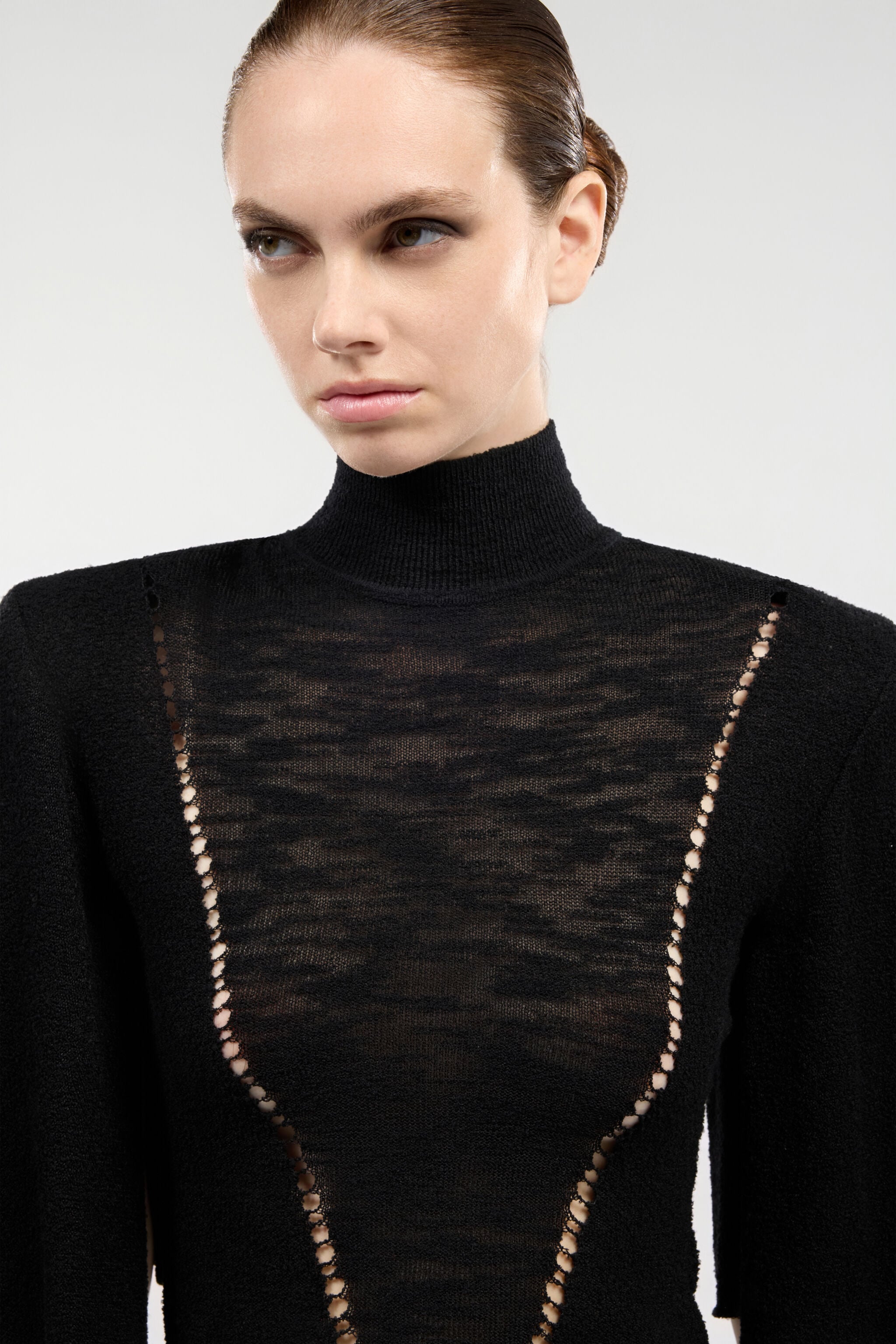 RC Black Wool-Blend Sweater With See-Through Effect RC Black Wool-Blend Sweater With See-Through Effect Black VWM601-MQ060
