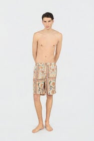 JC Persian Tarot Print Bermuda Swim Shorts 744 BEIGE + 217 AZZU WFT137-WF195