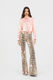 RC Camisa de Seda con Estampado Jaguar Pink PINK XQT704-OZT23