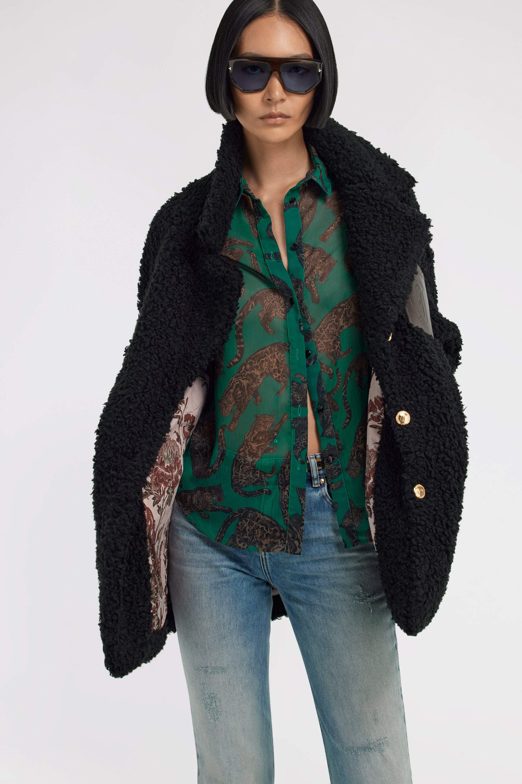 JC Just Cavalli Eco-fur Black TFT157-TF224