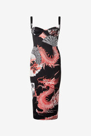 RC Midi Dress With Dragon Black/Red VQT149-JMP75
