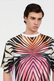 RC Ray Of Paradise Print Silk T-Shirt CORAL PINK XRT62B-4QM33