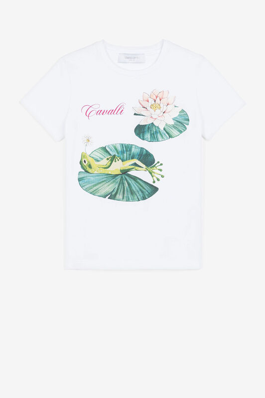 JU T-shirt à imprimé nénuphar et grenouille JU T-shirt à imprimé nénuphar et grenouille Blanc PJT662-JV025