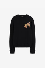 RC Embroidered Cotton Sweatshirt Black RRT68G-CF050