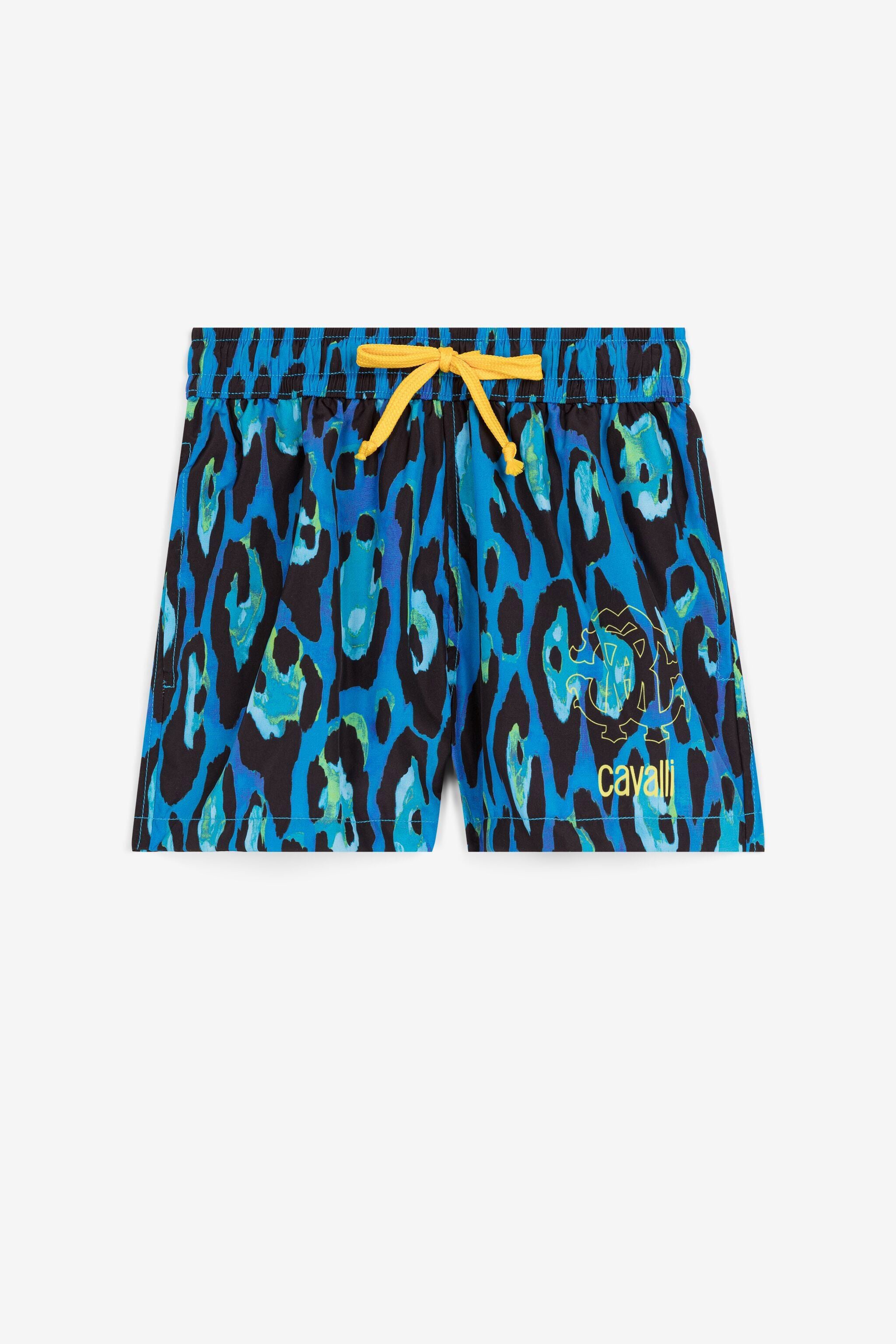 JU Leopard-Print Swim Shorts JU Leopard-Print Swim Shorts Blue QJH005-HVF78