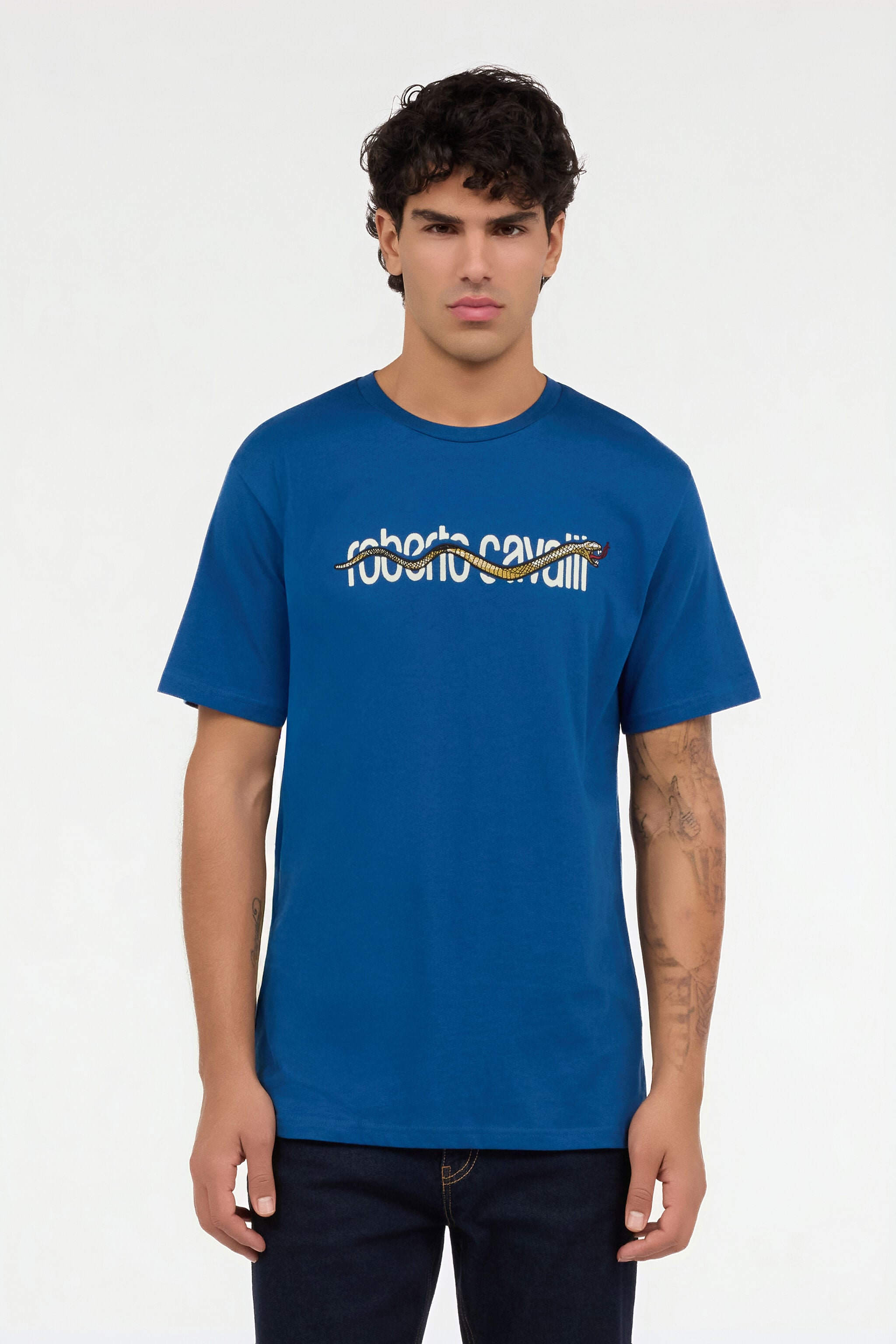 RC T-shirt bleue avec logo et serpent RC T-shirt bleue avec logo et serpent BLUE ROT60C-JD065