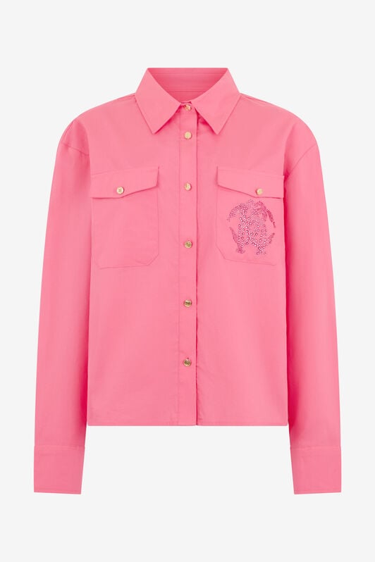 RC Camicia Rosa con Logo Gioiello di Strass IBISCUS SOT70Z-FA001