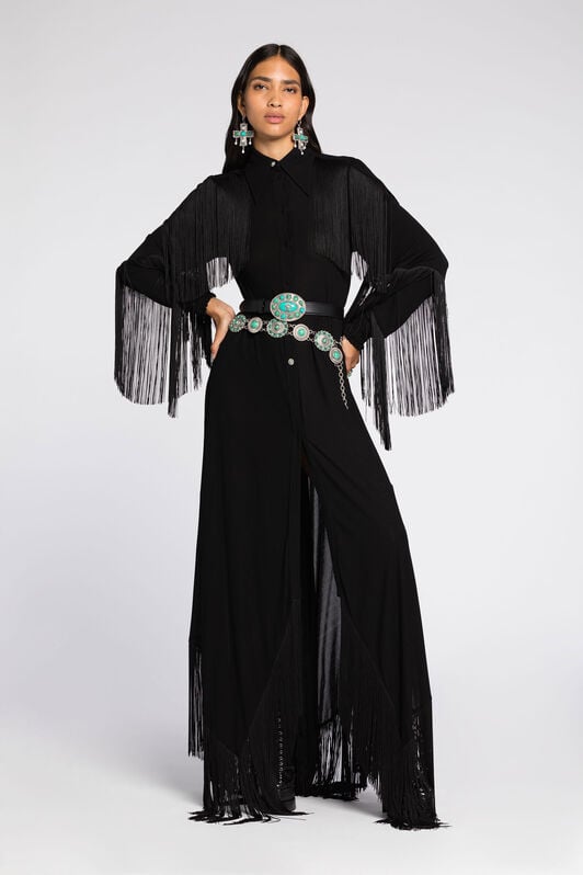RC Fringed Maxi Dress RC Fringed Maxi Dress Black RKT120-JJ051