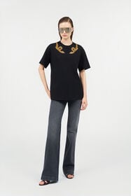 RC Black T-Shirt with Snake Embroidery BLACK WKR64C-JD084