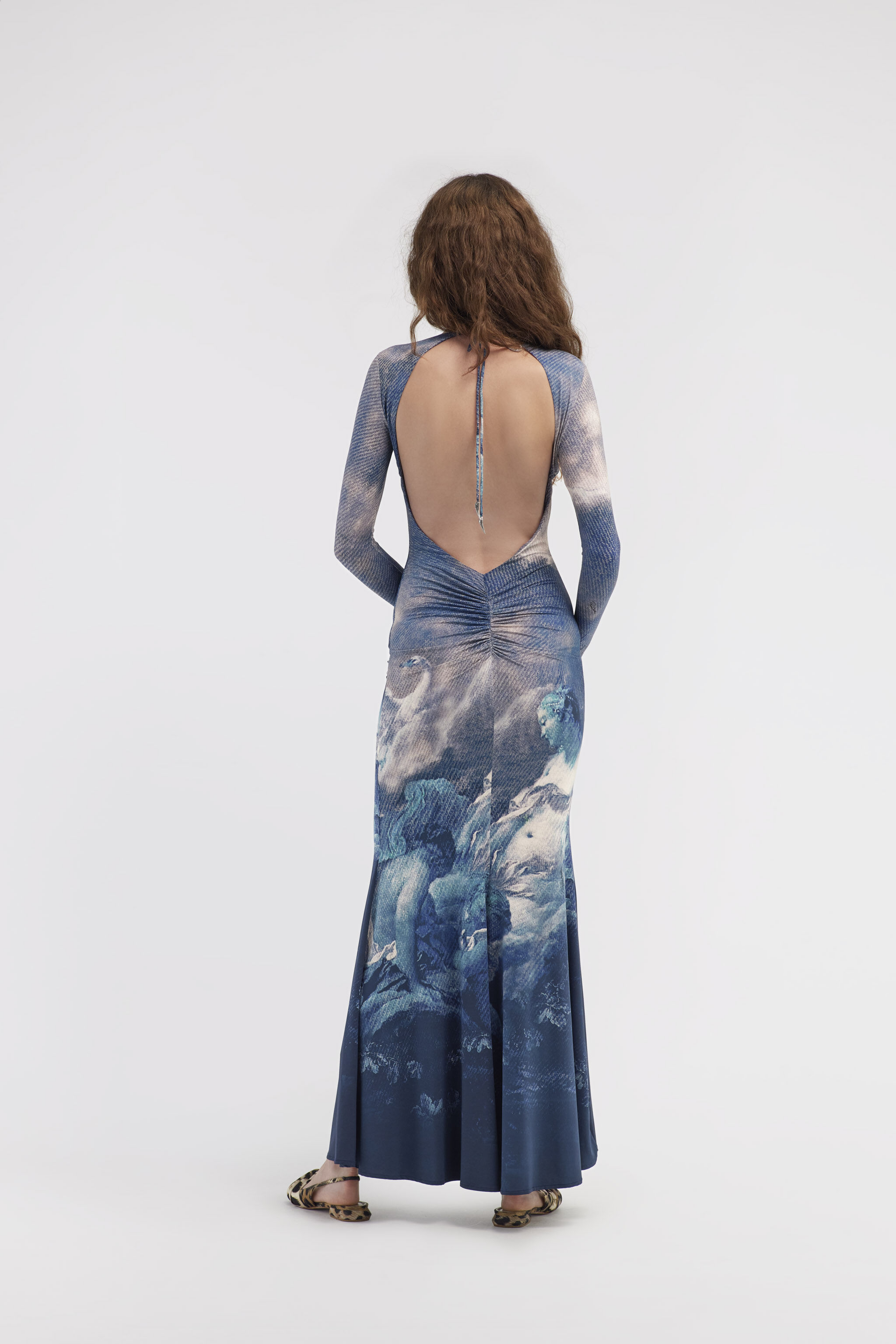 RC Long dress with Denim Wild Leda print Dark blue RWT129-LNI16