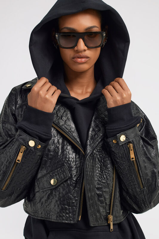 JC Just Cavalli leather bomber jacket Black TFP007-TF228