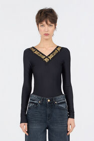 JC Black Fitted Bodysuit with Logo BLACK RKT921-RK428