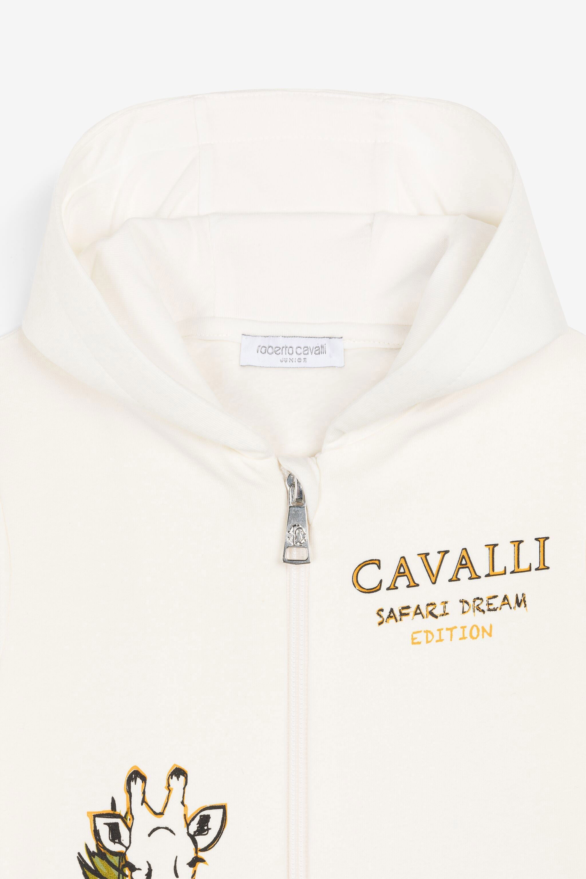 JU Animal And Slogan-Print Zip Hoodie JU Animal And Slogan-Print Zip Hoodie Blanco PJT910-CF050