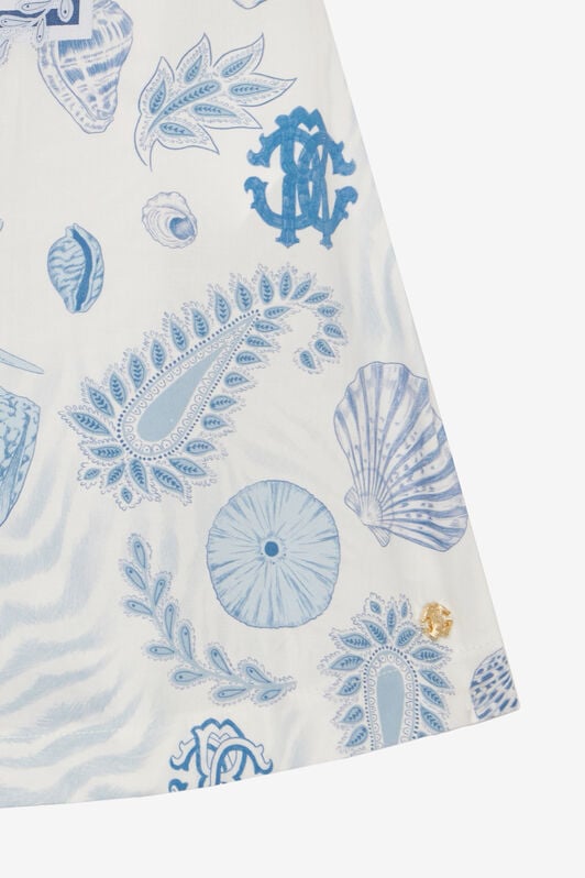 JU RC Monogram And Marine-Print Dress JU RC Monogram And Marine-Print Dress Light blue UJT116-7MO39