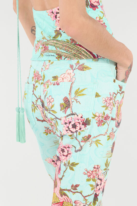 RC Pants With Oriental Bird Print Blue/Pink VKJ221-DAP76