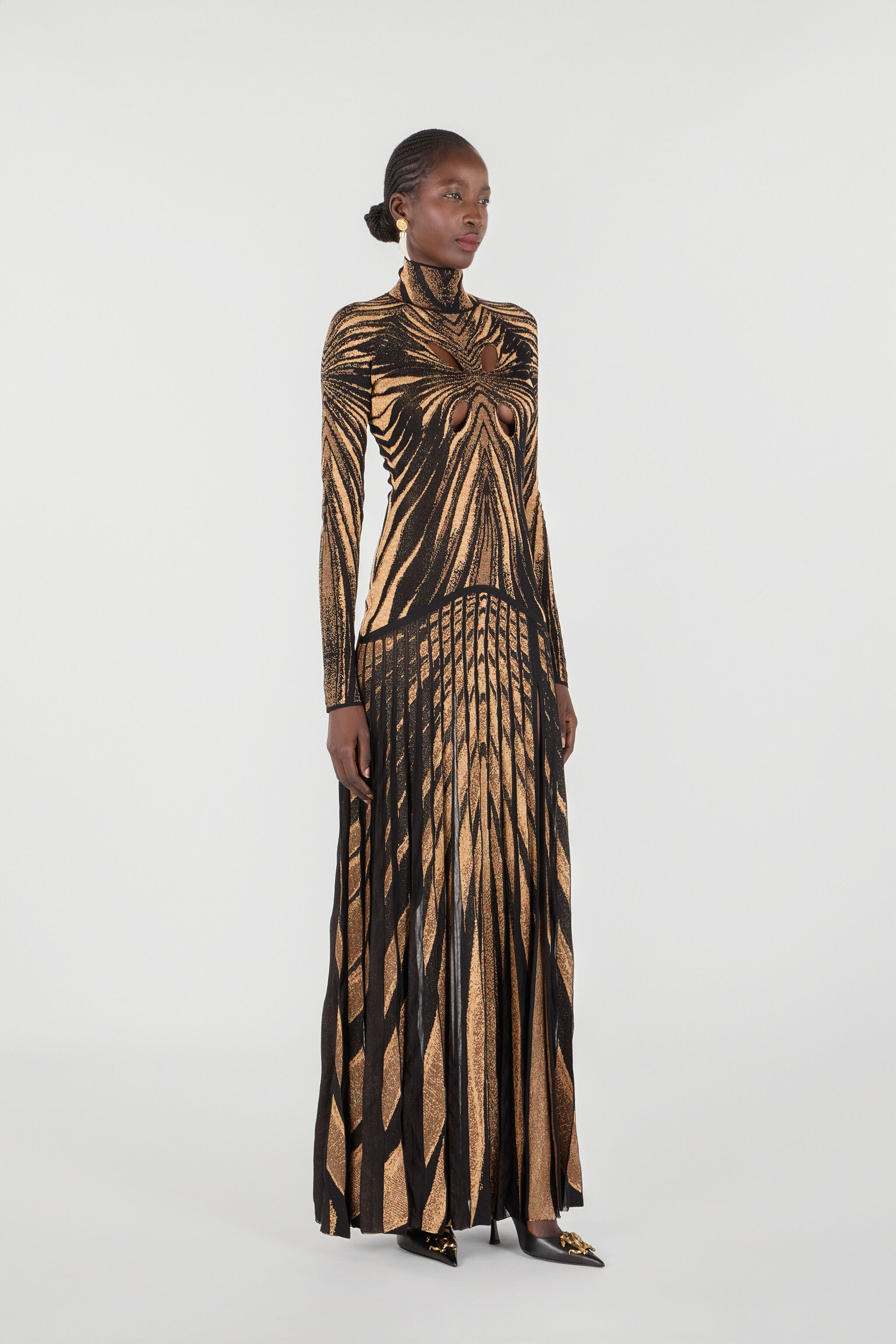 RC Ray of Gold print knit dress Gold RWM102-MI150