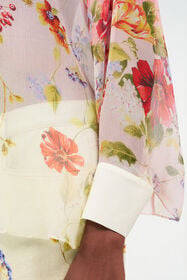 RC Chiffon Blouse with Miami Flowers Print GREEN/FUCHSIA WQT712-CKR32