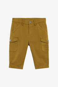 JU Ochre Cotton Cargo Bermuda with Monogram KHAKY TJT242-CE035