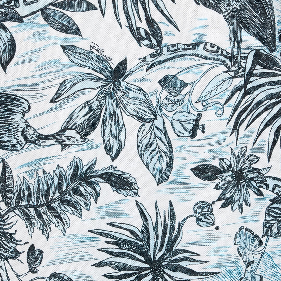 JC Polo Shirt With Jungle And Monogram Print Light blue UFT019-UF039