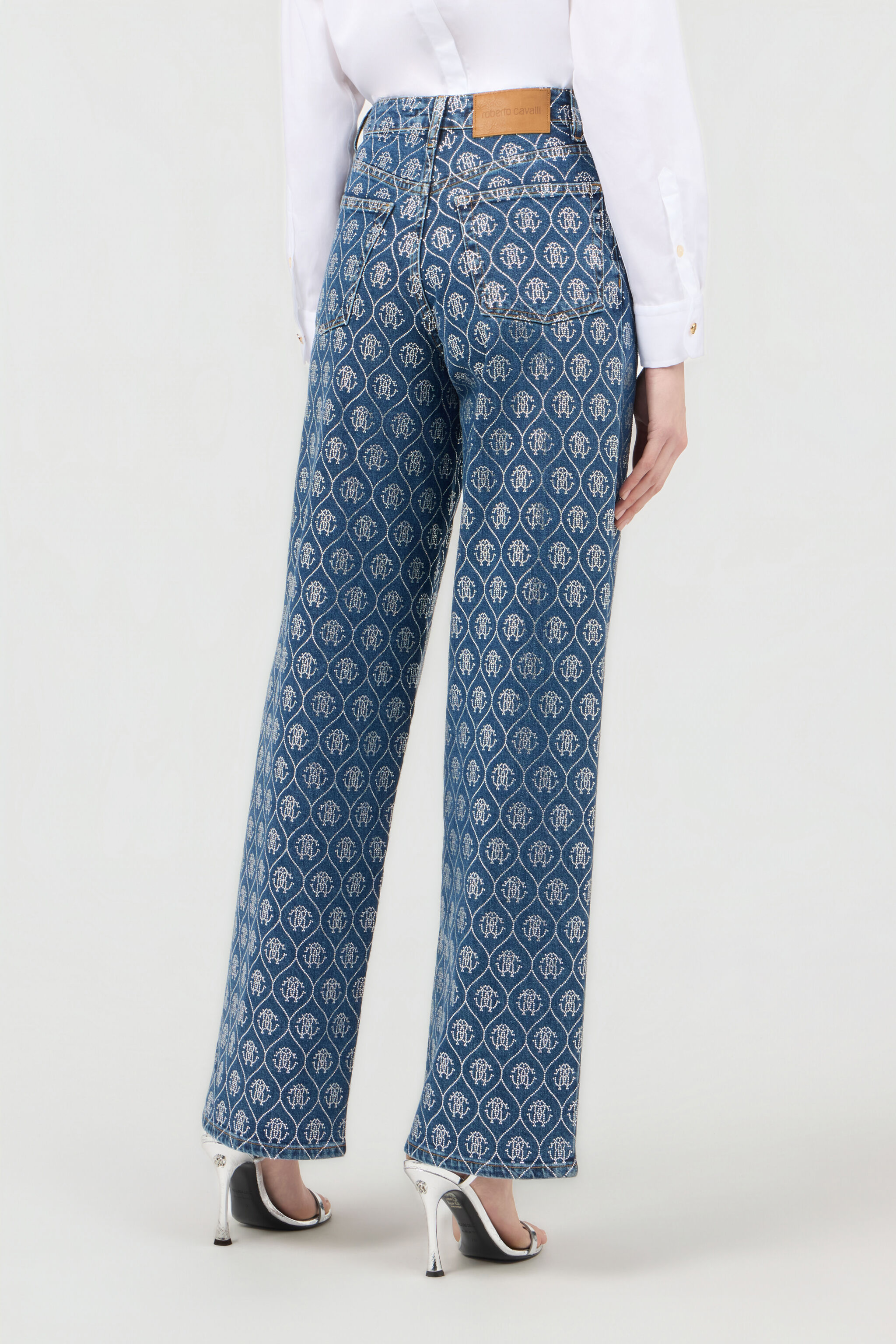 RC Jeans aus Denim mit Allover-Monogramm aus Strass RC Jeans aus Denim mit Allover-Monogramm aus Strass LIGHT BLUE SOJ20K-DY012
