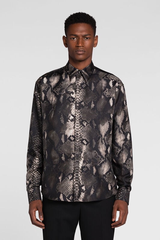 RC Rock Python-Print Silk Shirt SMOKE PRT730-4QE38