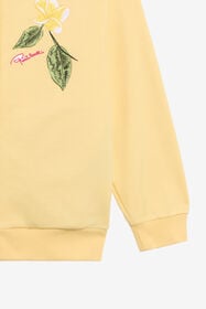 JU Felpa Gialla Con Cappuccio E Zip E Ricamo Floreale YELLOW UJT69E-CF050