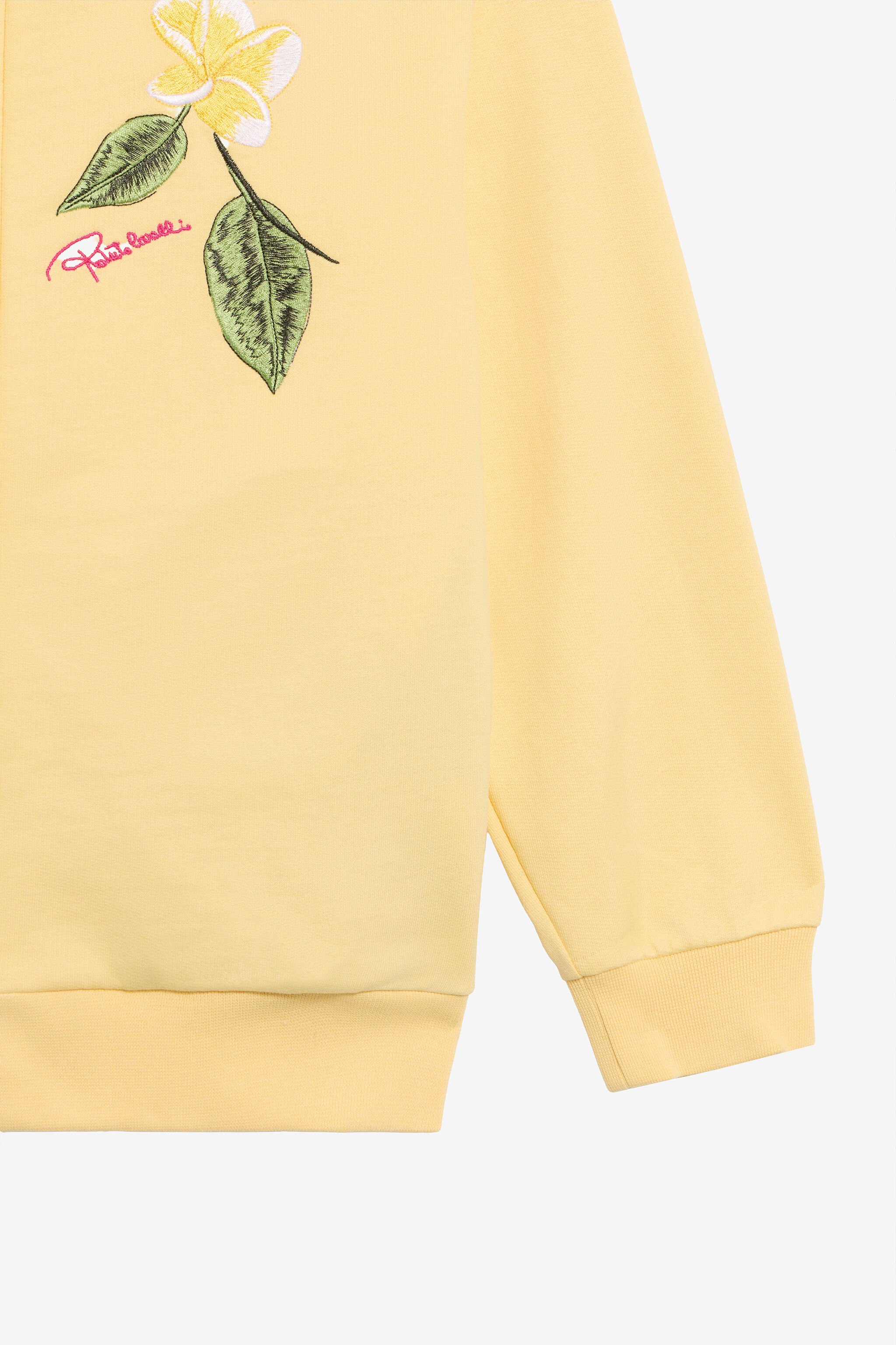JU Yellow Zip-Up Hoodie With Floral Embroidery JU Yellow Zip-Up Hoodie With Floral Embroidery YELLOW UJT69E-CF050