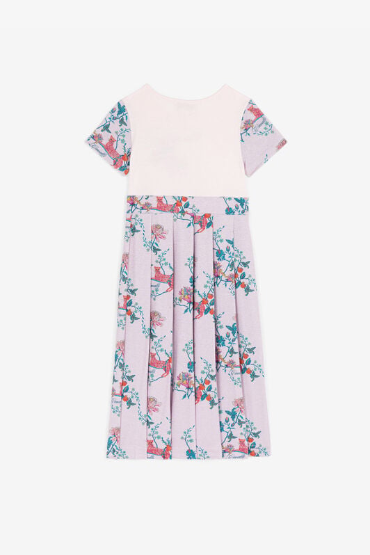 JU Floral-Print Pleated Cotton Dress JU Floral-Print Pleated Cotton Dress Purple RJT121-JD001