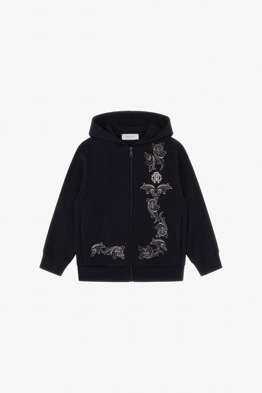 JU Baroque Embellished Zip-Up Hoodie JU Baroque Embellished Zip-Up Hoodie Black TJT66L-CF050