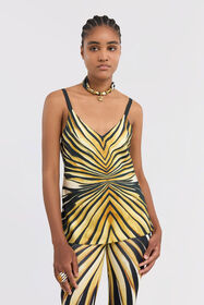 RC Ray Of Gold Print Silk Top Gold TKT600-4QM33