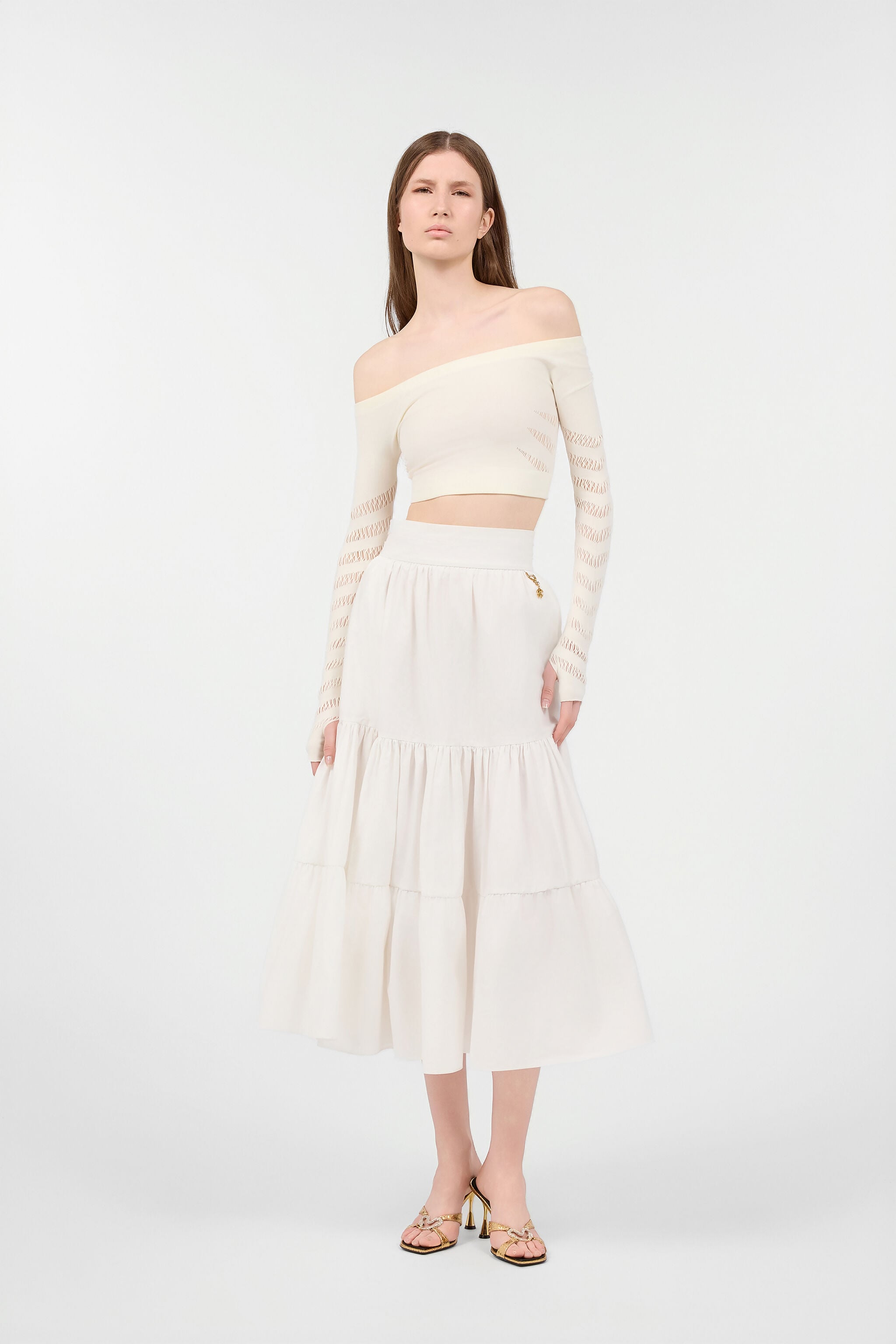 RC Skirt With Mirror Snake Monogram Charm RC Skirt With Mirror Snake Monogram Charm White VKT300-CH033