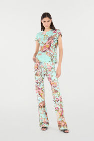 RC T-Shirt With Oriental Bird Print Blue/Pink VKT61A-3DP76