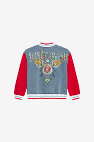 JC Bomber in Denim con maniche rosse LIGHT DENIM/RED BITT WFJ40C-DL008