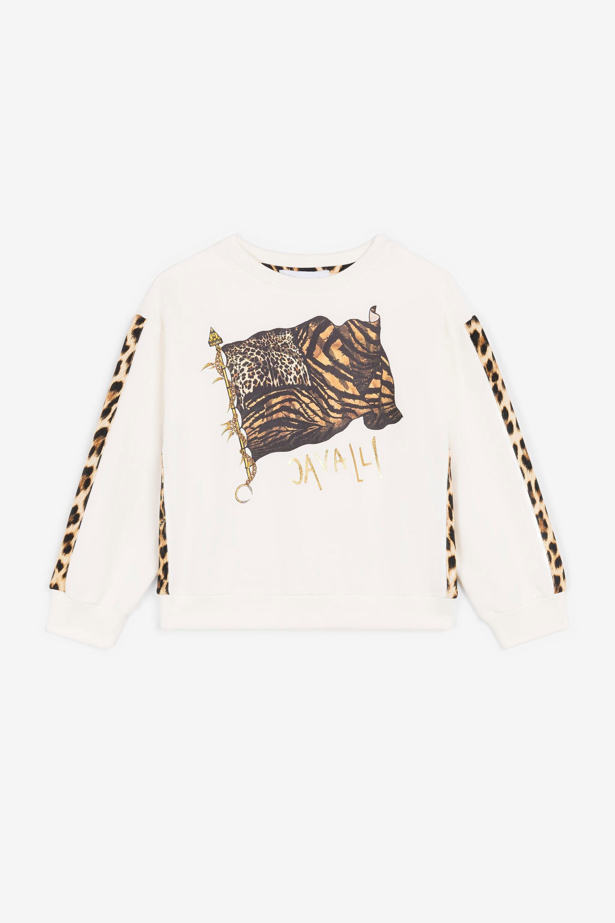 JU Animalier Patchwork-Print Logo Sweatshirt JU Animalier Patchwork-Print Logo Sweatshirt White OJT958-ISA2J