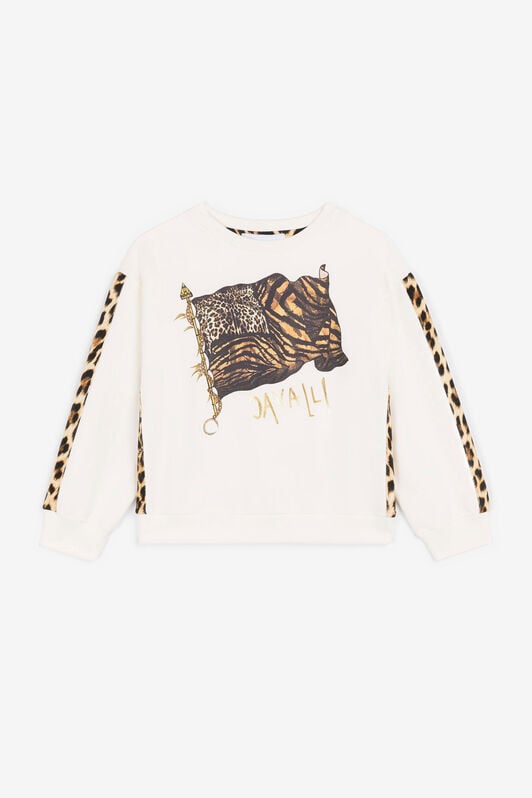 JU Animalier Patchwork-Print Logo Sweatshirt JU Animalier Patchwork-Print Logo Sweatshirt White OJT958-ISA2J