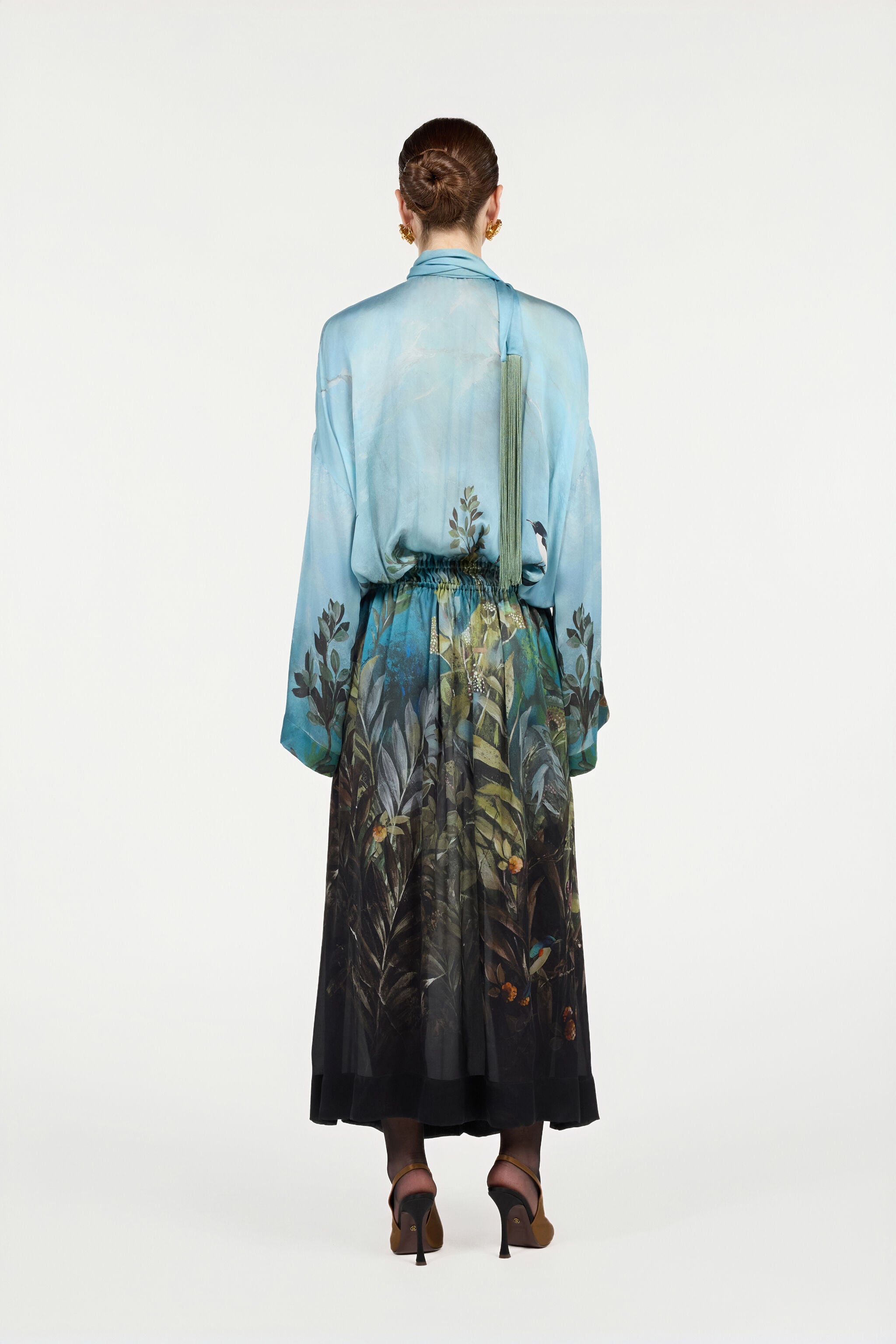 RC Silk Dress With Eden Print Green/Blue VWT139-HZQ70