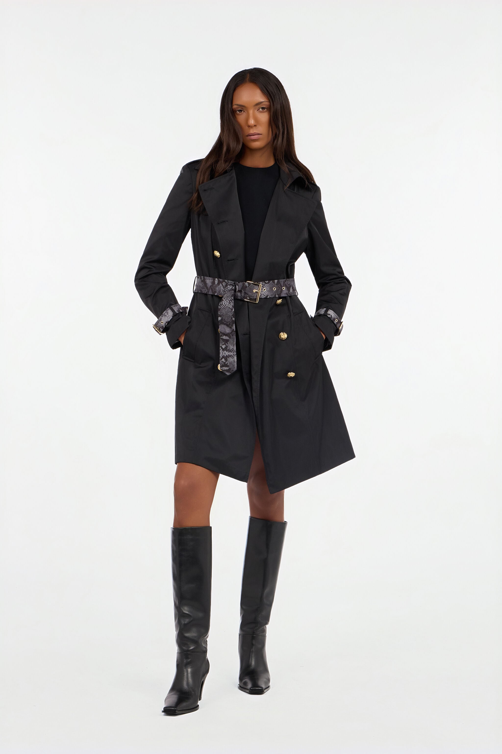 RC Trench Negro Con Mirror Snake Monogram BLACK QOT40B-4G002